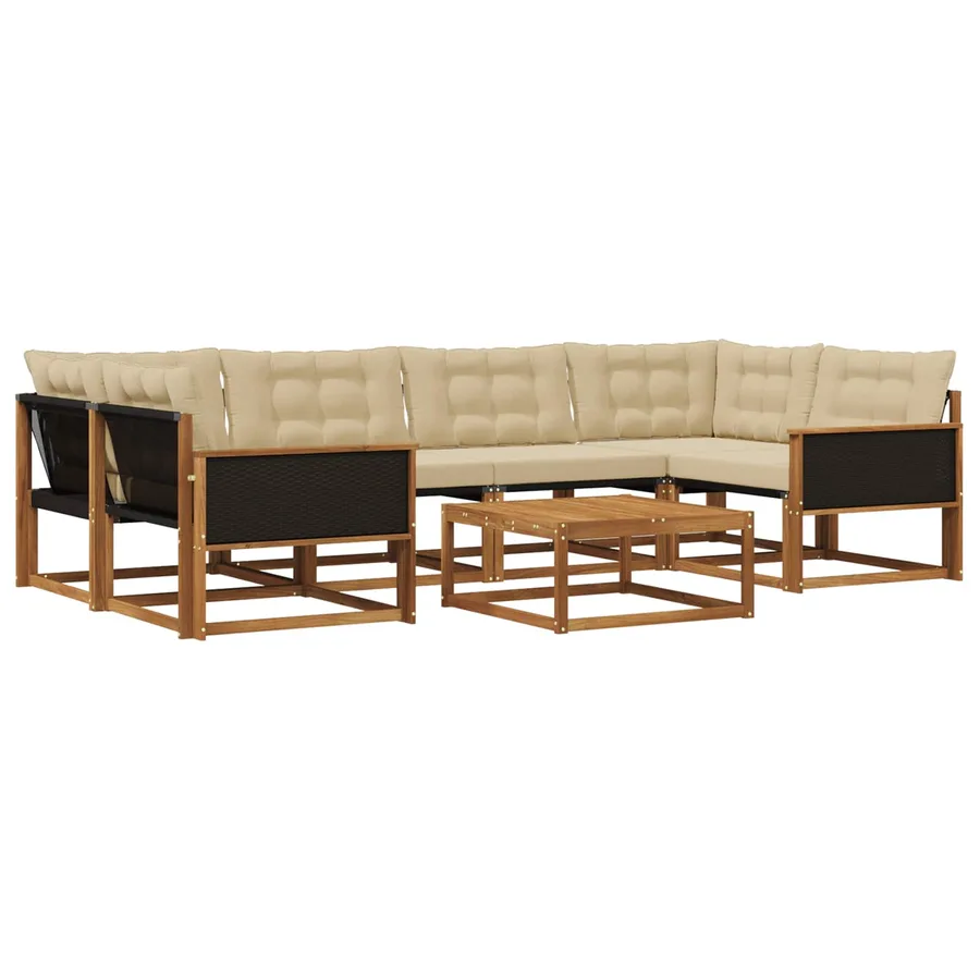 Ensemble de canapés d'extérieur 7 pcs Naturel et Beige - 2