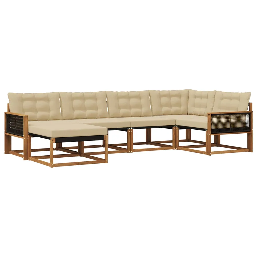 Ensemble de canapés d'extérieur 6 pcs Naturel et Beige - 2