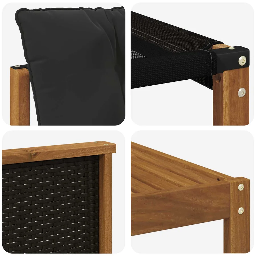 Ensemble de canapés d'extérieur 9 pcs Naturel et noir - 6