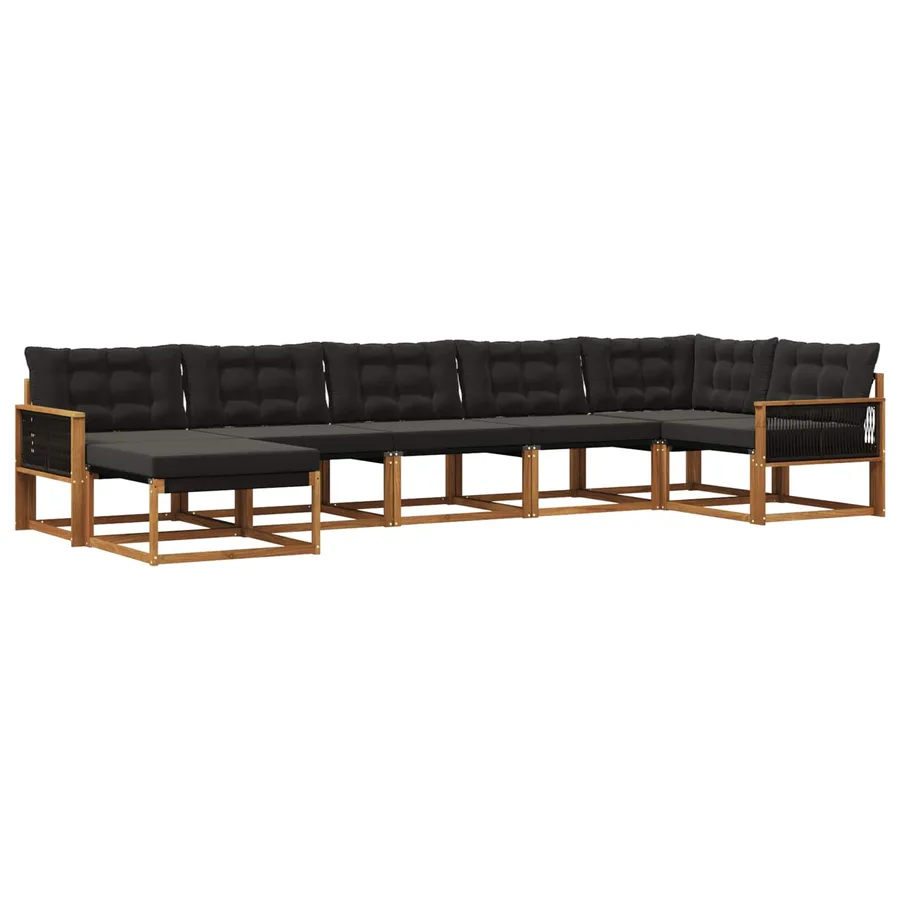 Ensemble de canapés d'extérieur 7 pcs Naturel et noir - 2