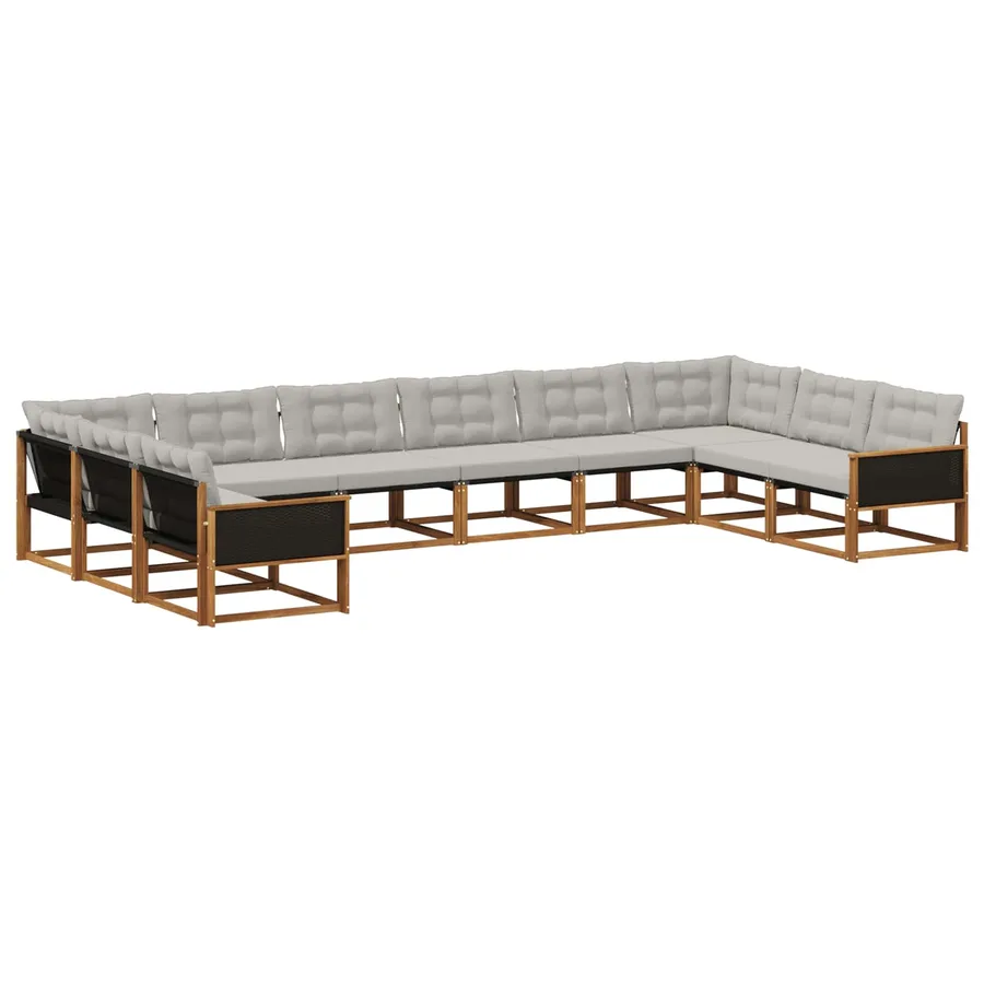Ensemble de canapés d'extérieur 10 pcs Naturel et gris clair - 2