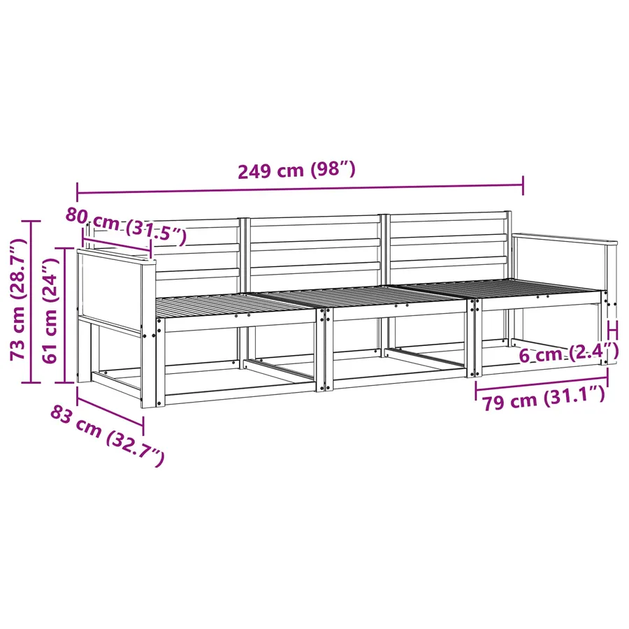 Ensemble de canapés d'extérieur 3 pcs Naturel - 5