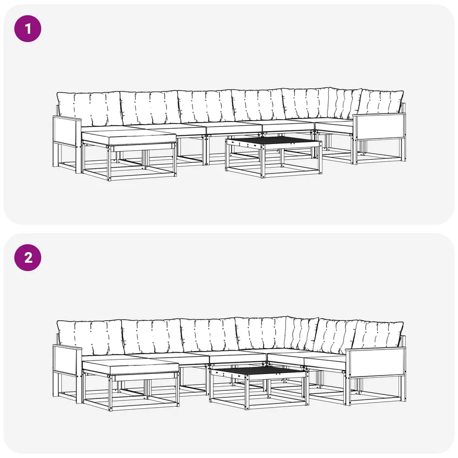 Ensemble de canapés d'extérieur 8 pcs Naturel et gris clair - 11