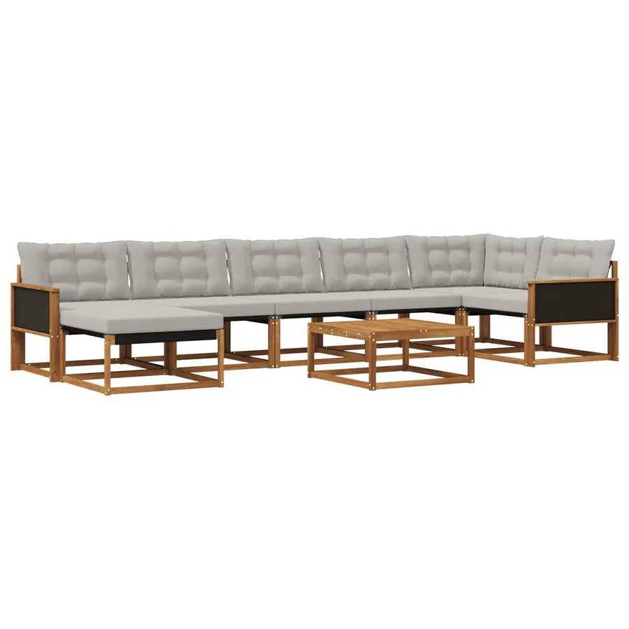 Ensemble de canapés d'extérieur 8 pcs Naturel et gris clair - 2