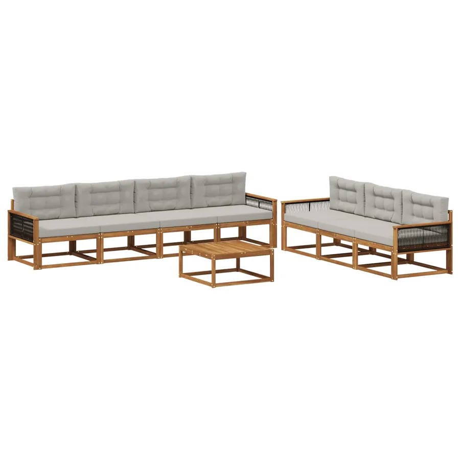 Ensemble de canapés d'extérieur 8 pcs Naturel et Gris clair - 2