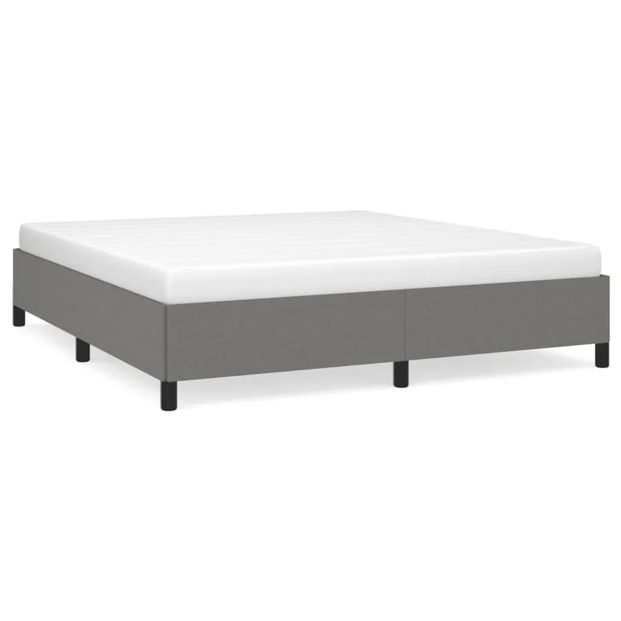 Cadre de lit sans matelas gris foncé 160x200 cm tissu - 2