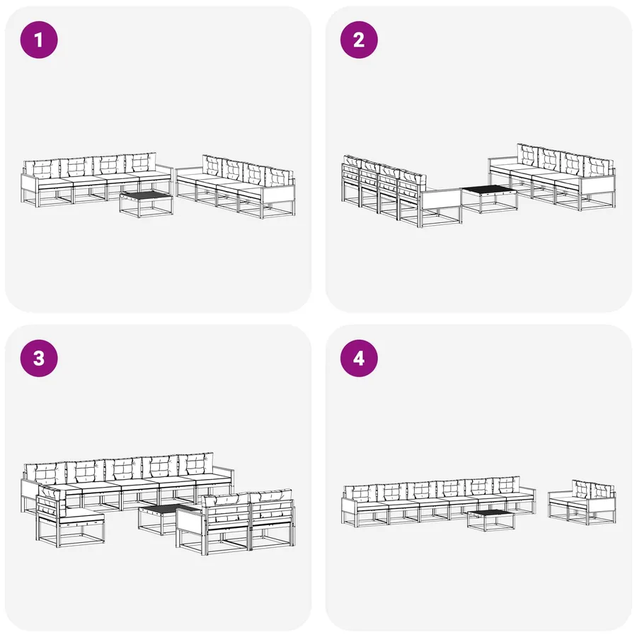 Ensemble de canapés d'extérieur 9 pcs Naturel et Gris clair - 6