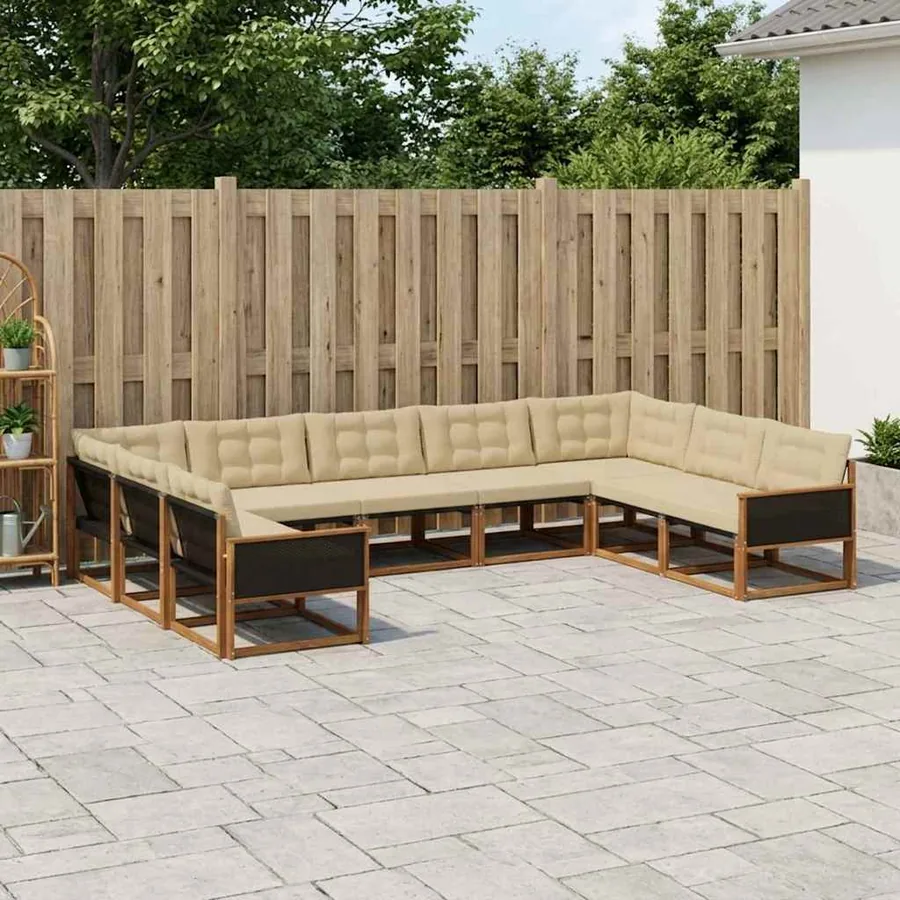 Ensemble de canapés d'extérieur 9 pcs Naturel et Beige