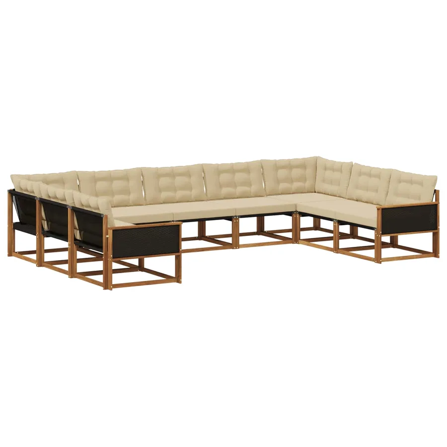 Ensemble de canapés d'extérieur 9 pcs Naturel et Beige - 2