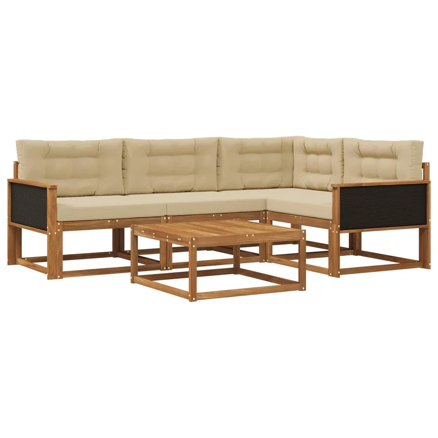 Ensemble de canapés d'extérieur 5 pcs Naturel et Beige - 2