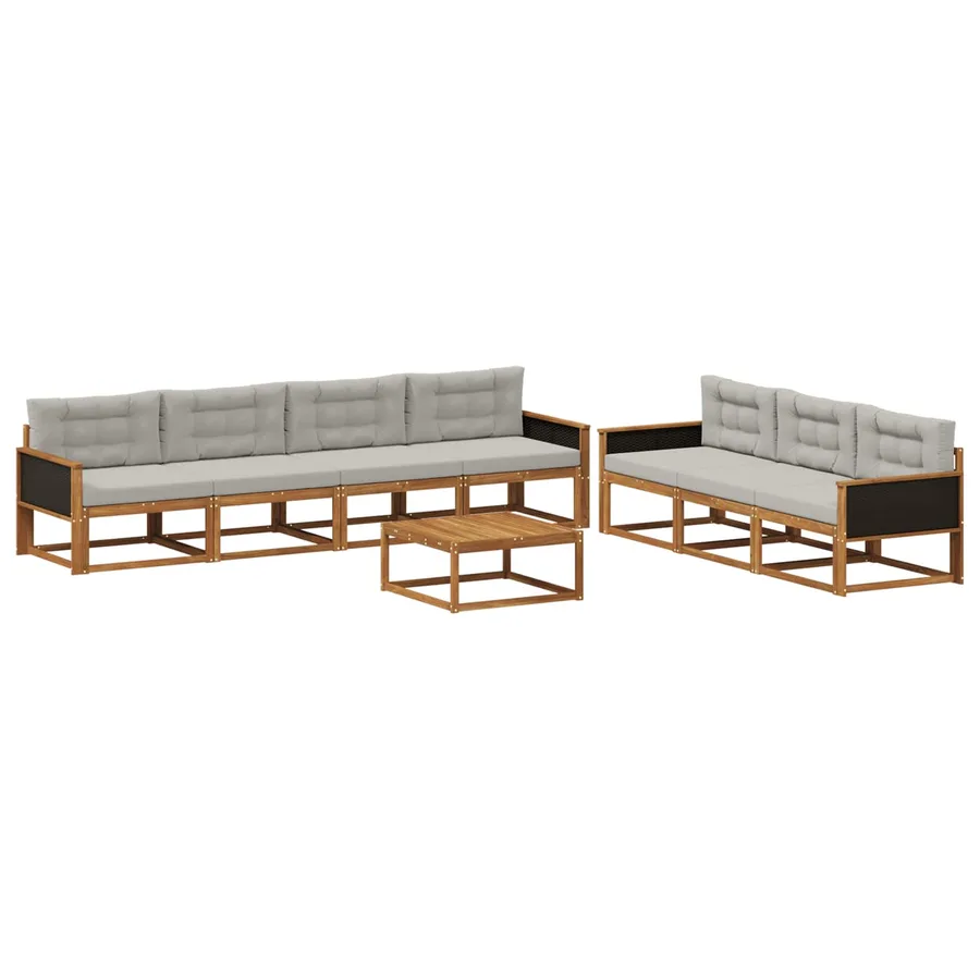 Ensemble de canapés d'extérieur 8 pcs Naturel et Gris clair - 2