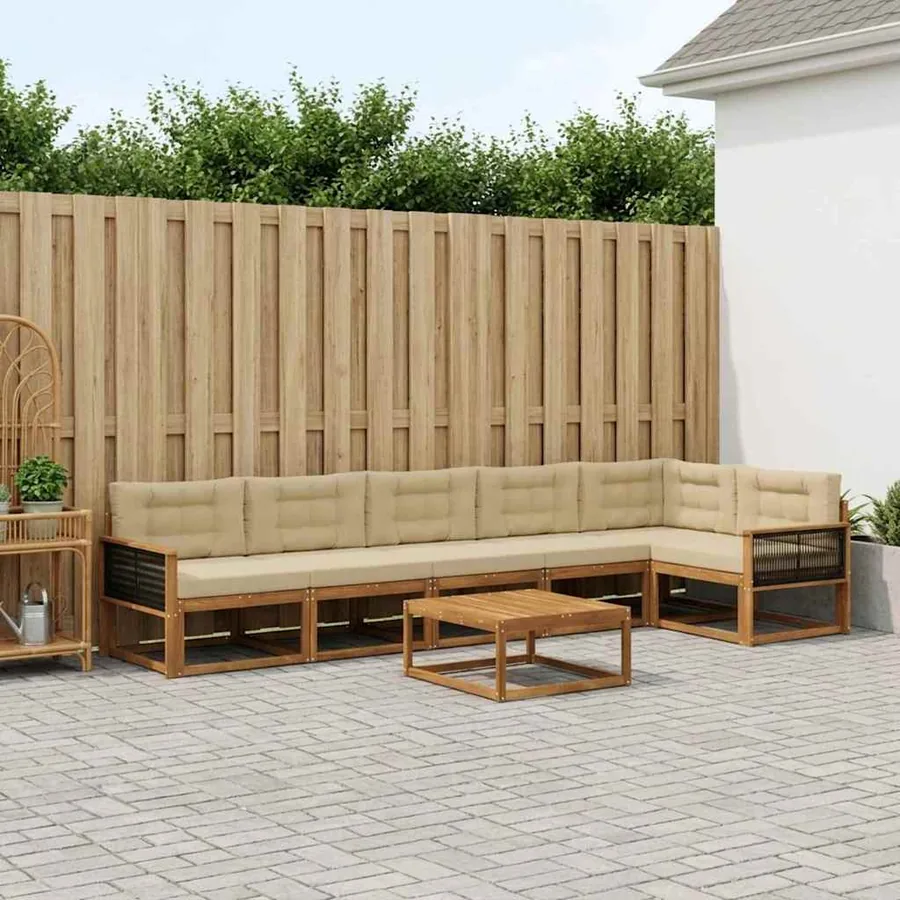 Ensemble de canapés d'extérieur 7 pcs Naturel et Beige