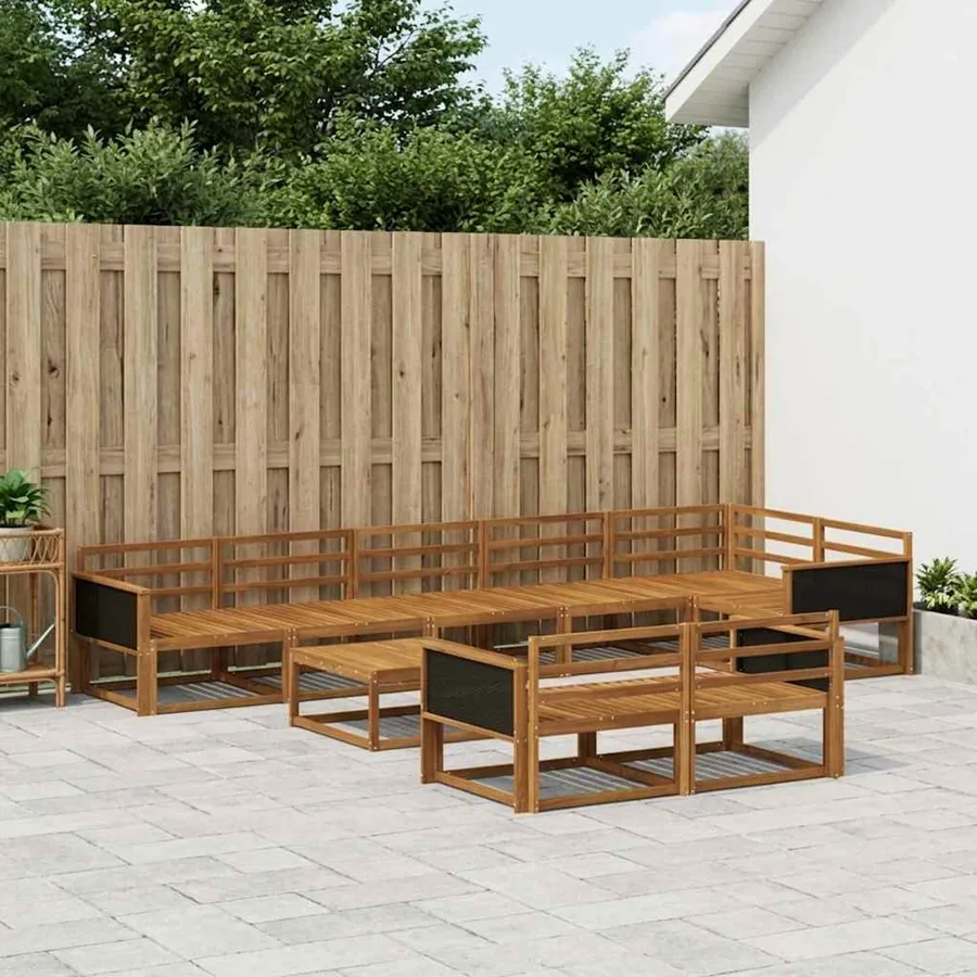 Ensemble de canapés d'extérieur 9 pcs Naturel
