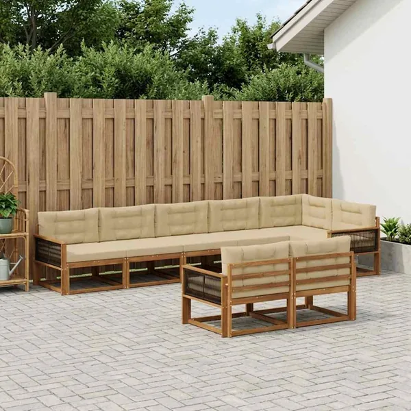 Ensemble de canapés d'extérieur 8 pc Naturel et Beige