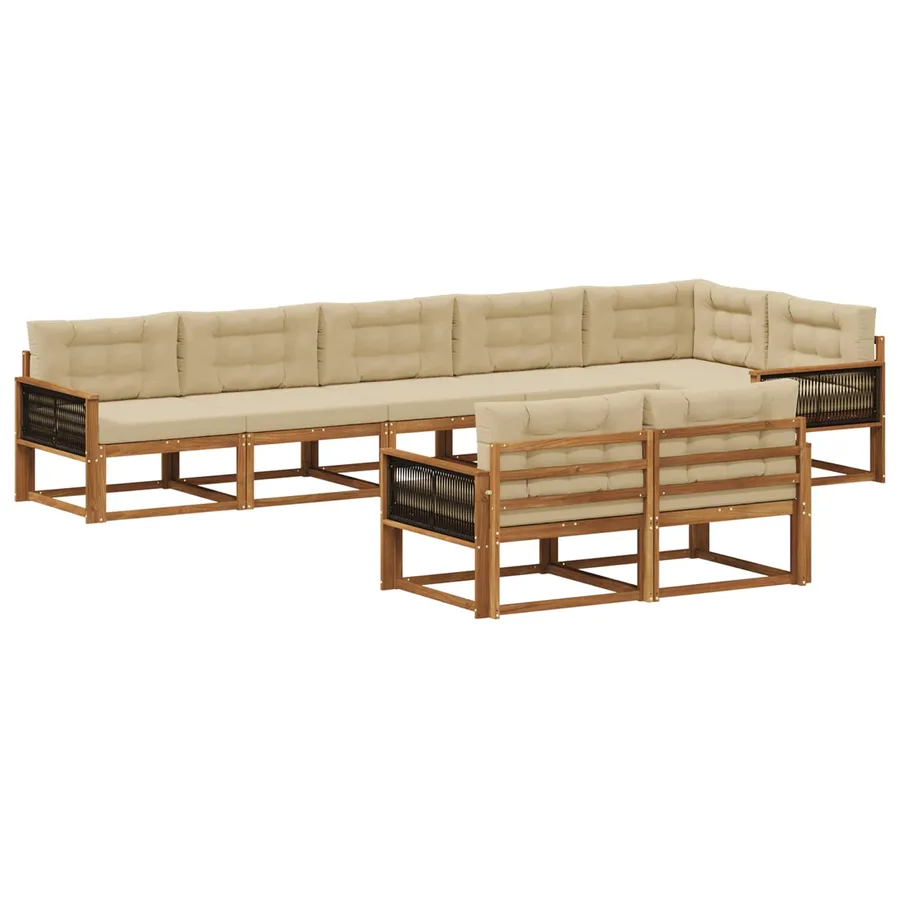 Ensemble de canapés d'extérieur 8 pc Naturel et Beige - 2