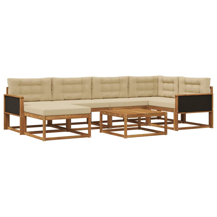 Ensemble de canapés d'extérieur 7 pcs Naturel et Beige - 2