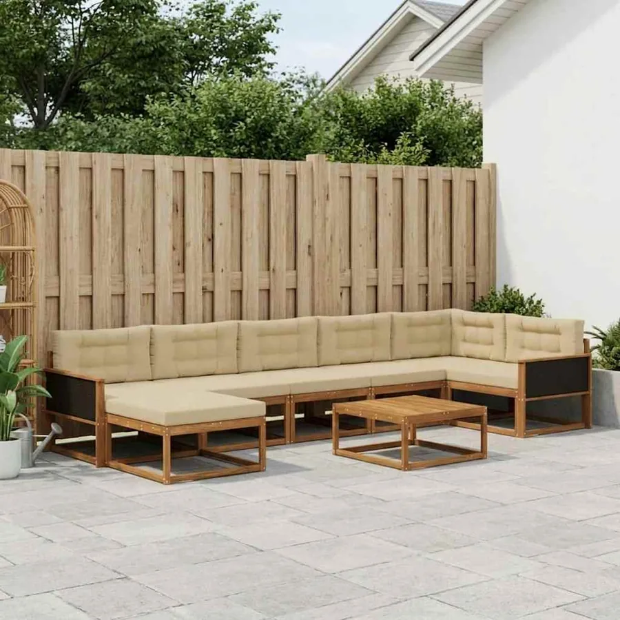Ensemble de canapés d'extérieur 8 pcs Naturel et Beige