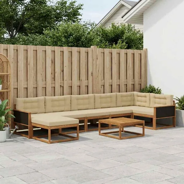 Ensemble de canapés d'extérieur 8 pcs Naturel et Beige