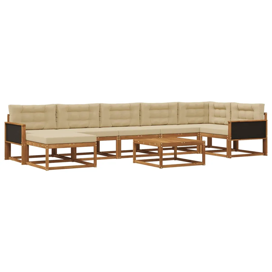 Ensemble de canapés d'extérieur 8 pcs Naturel et Beige - 2