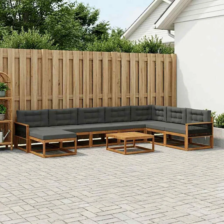 Ensemble de canapés d'extérieur 9 pcs Naturel et Anthracite