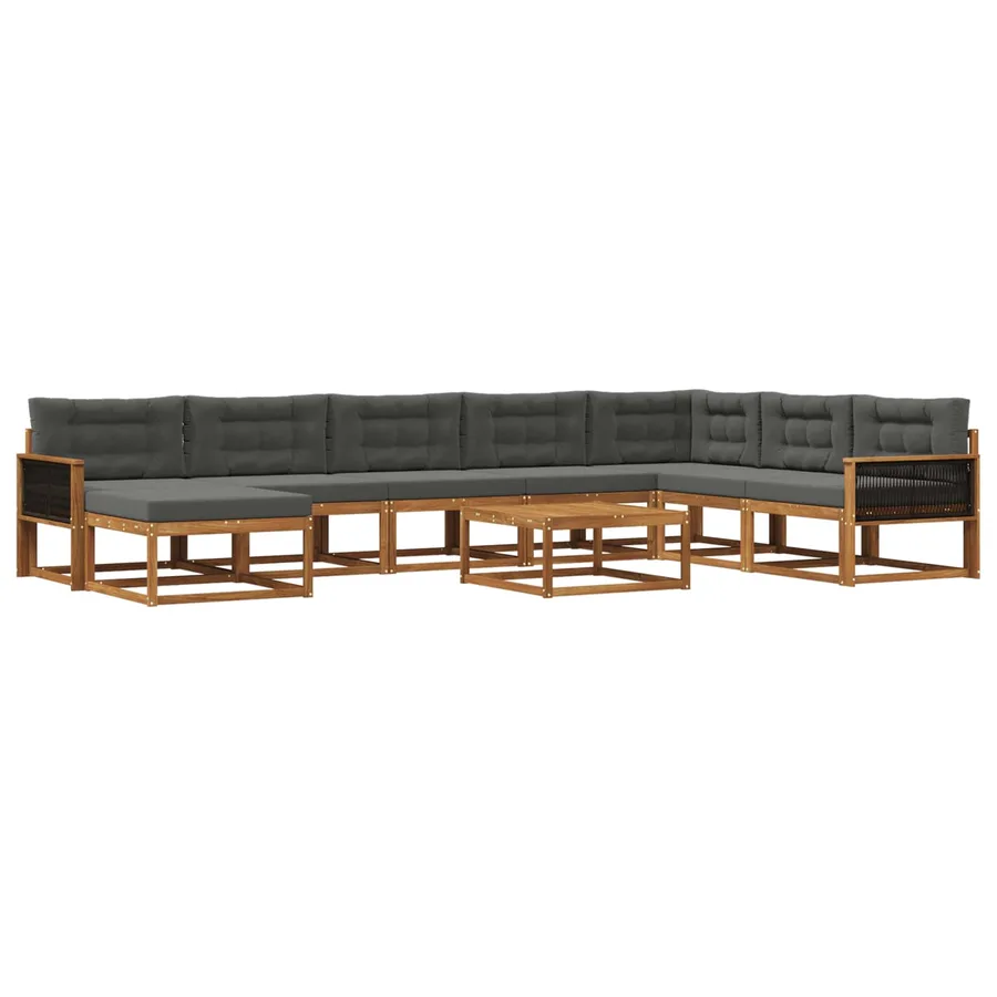 Ensemble de canapés d'extérieur 9 pcs Naturel et Anthracite - 2