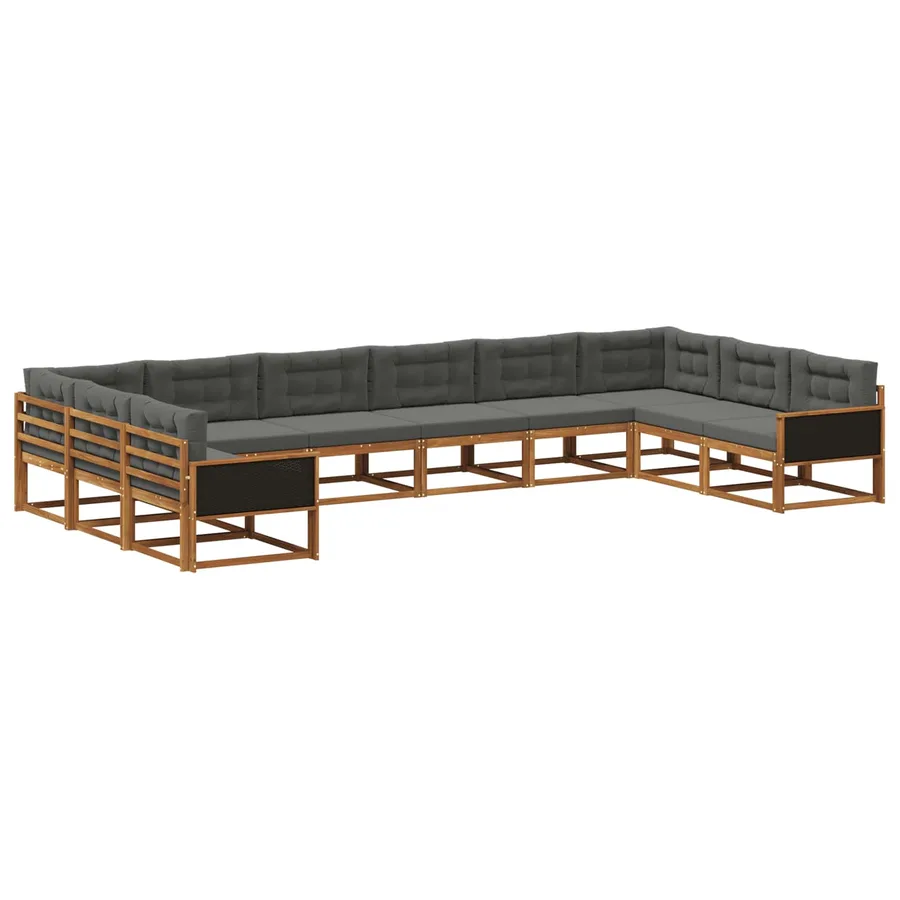 Ensemble de canapés d'extérieur 10 pcs Naturel et Anthracite - 2