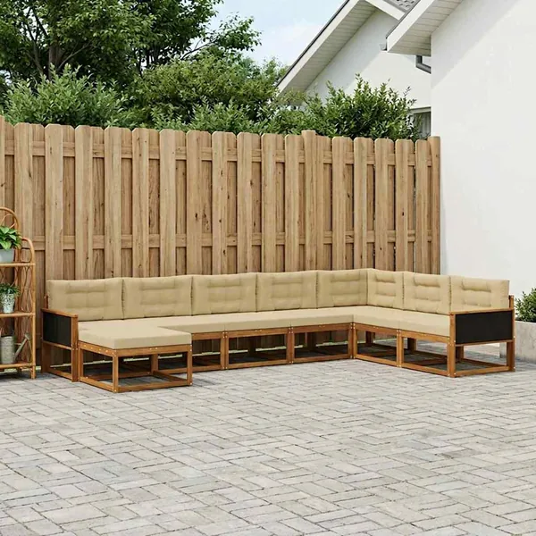 Ensemble de canapés d'extérieur 8 pcs Naturel et Beige