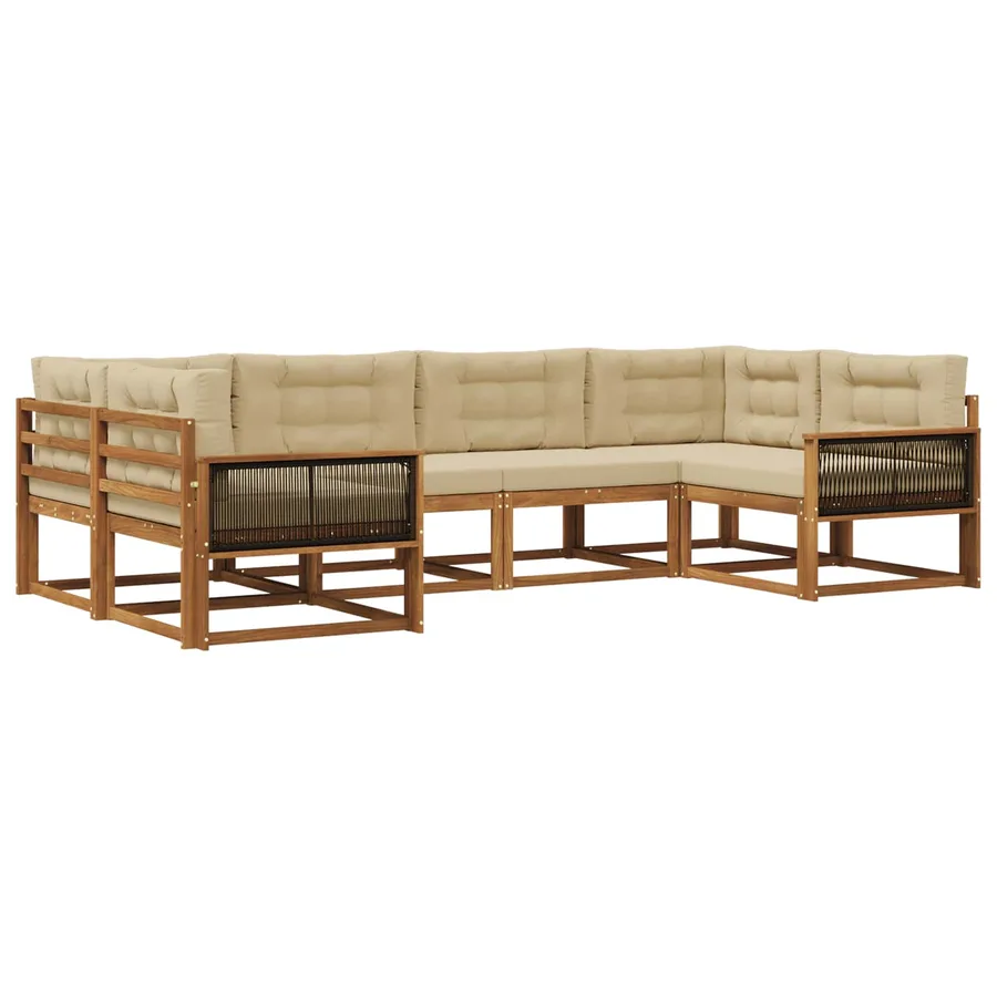 Ensemble de canapés d'extérieur 6 pcs Naturel et Beige - 2