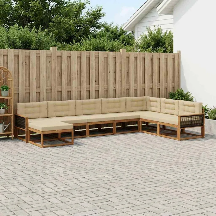 Ensemble de canapés d'extérieur 8 pcs Naturel et Beige