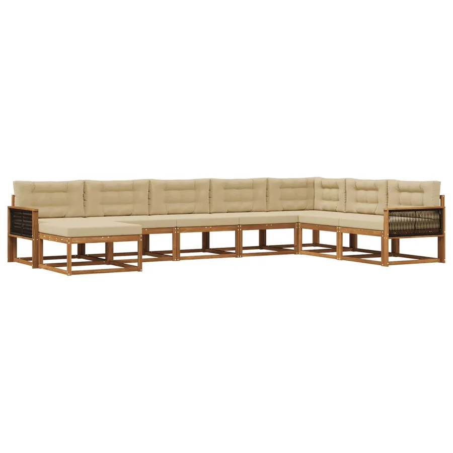 Ensemble de canapés d'extérieur 8 pcs Naturel et Beige - 2