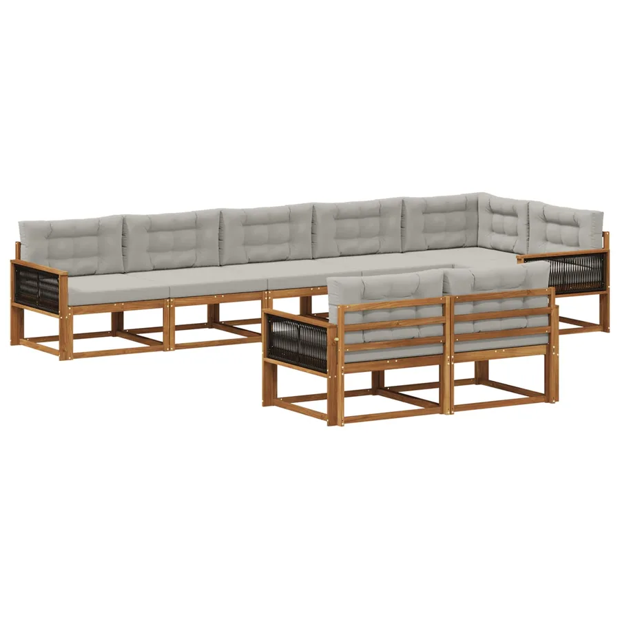 Ensemble de canapés d'extérieur 8 pc Naturel et Gris clair - 2
