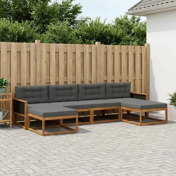 Ensemble de canapés d'extérieur 6 pcs Naturel et Anthracite
