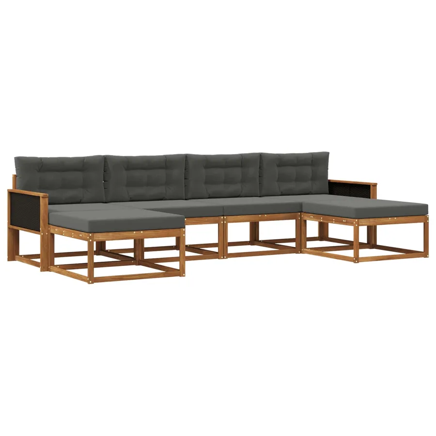 Ensemble de canapés d'extérieur 6 pcs Naturel et Anthracite - 2