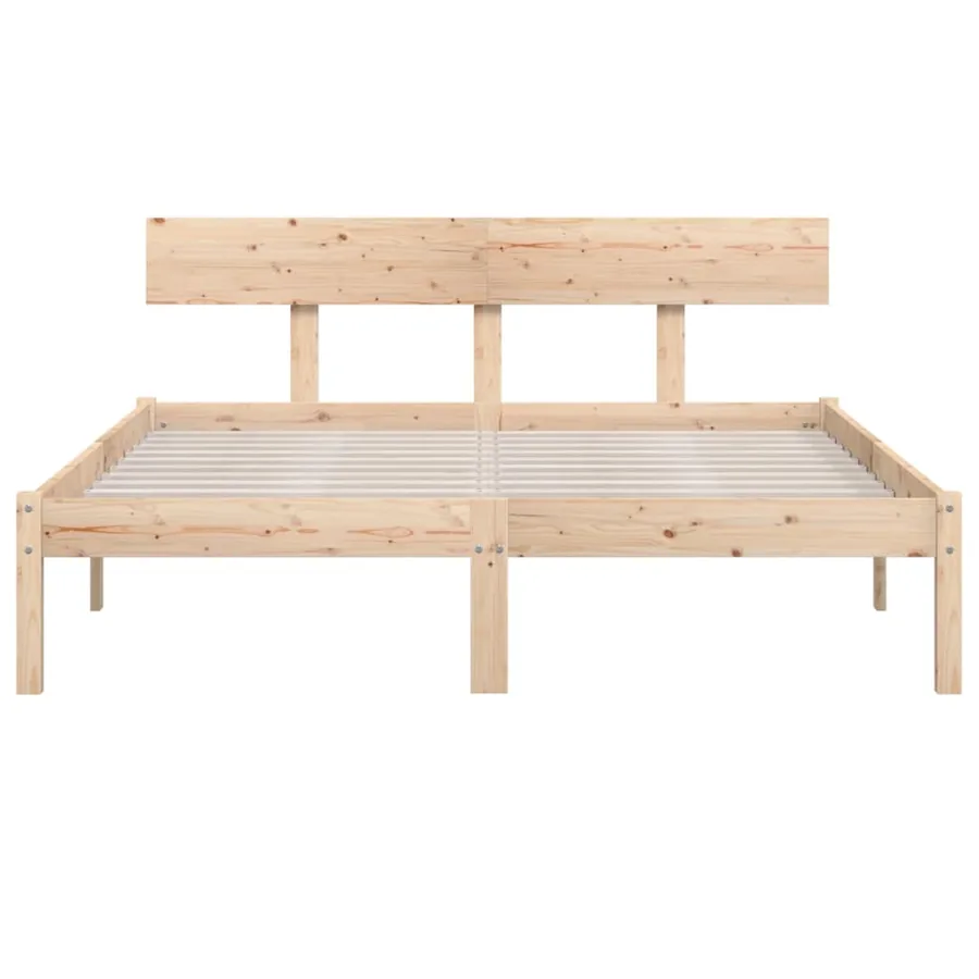 Cadre de lit sans matelas bois de pin massif - 4
