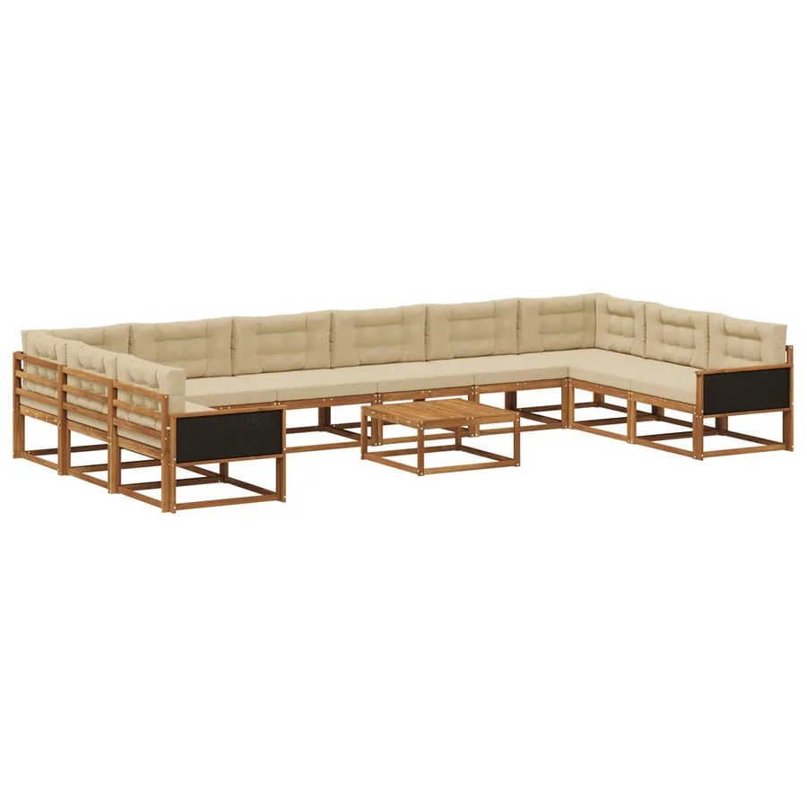 Ensemble de canapés d'extérieur 11 pcs Naturel et Beige - 2