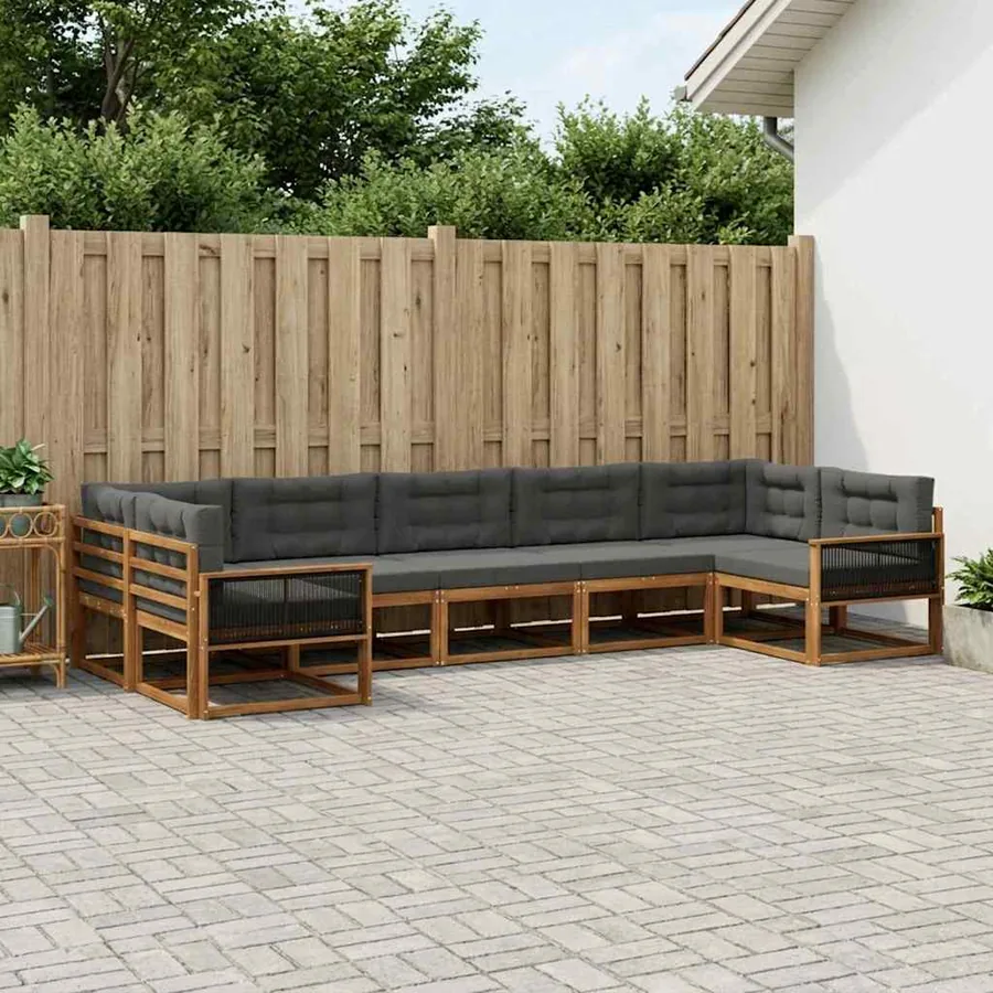 Ensemble de canapés d'extérieur 7 pcs Naturel et Anthracite