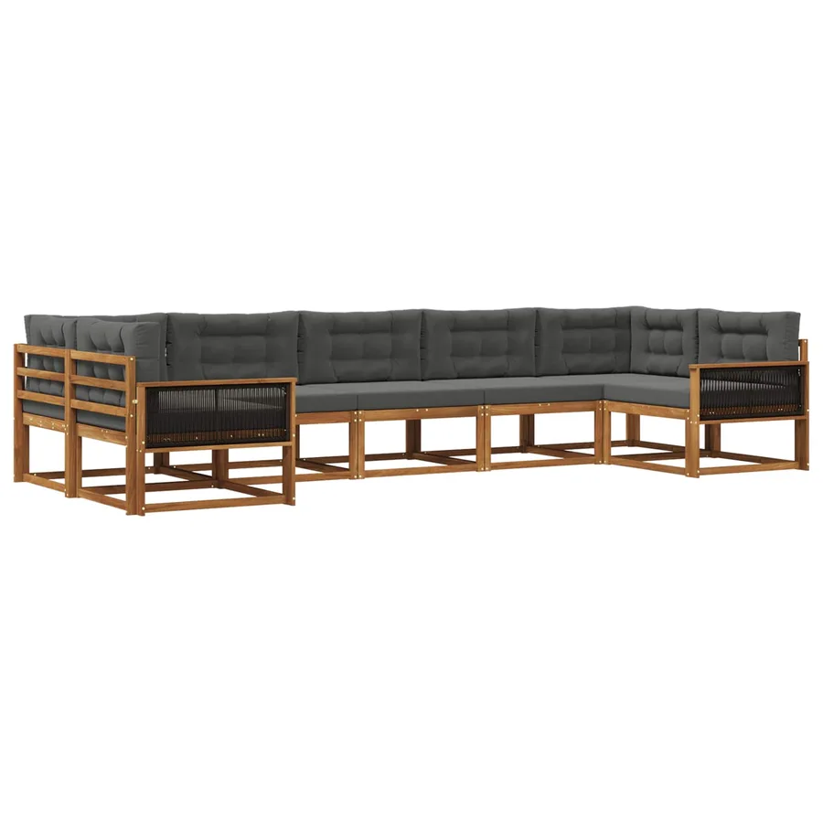 Ensemble de canapés d'extérieur 7 pcs Naturel et Anthracite - 2