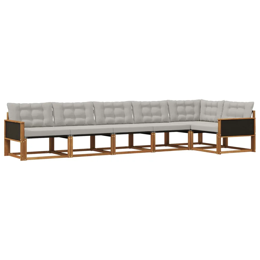 Ensemble de canapés d'extérieur 6 pcs Naturel et gris clair - 2