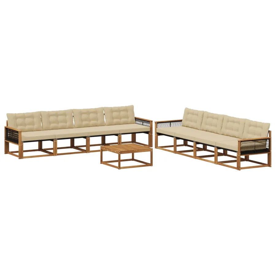 Ensemble de canapés d'extérieur 9 pcs Naturel et Beige - 2