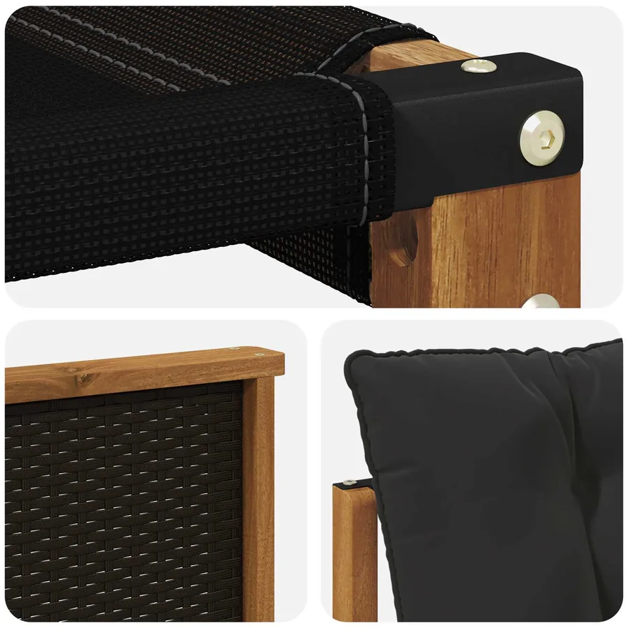 Ensemble de canapés d'extérieur 4 pcs Naturel et noir - 7