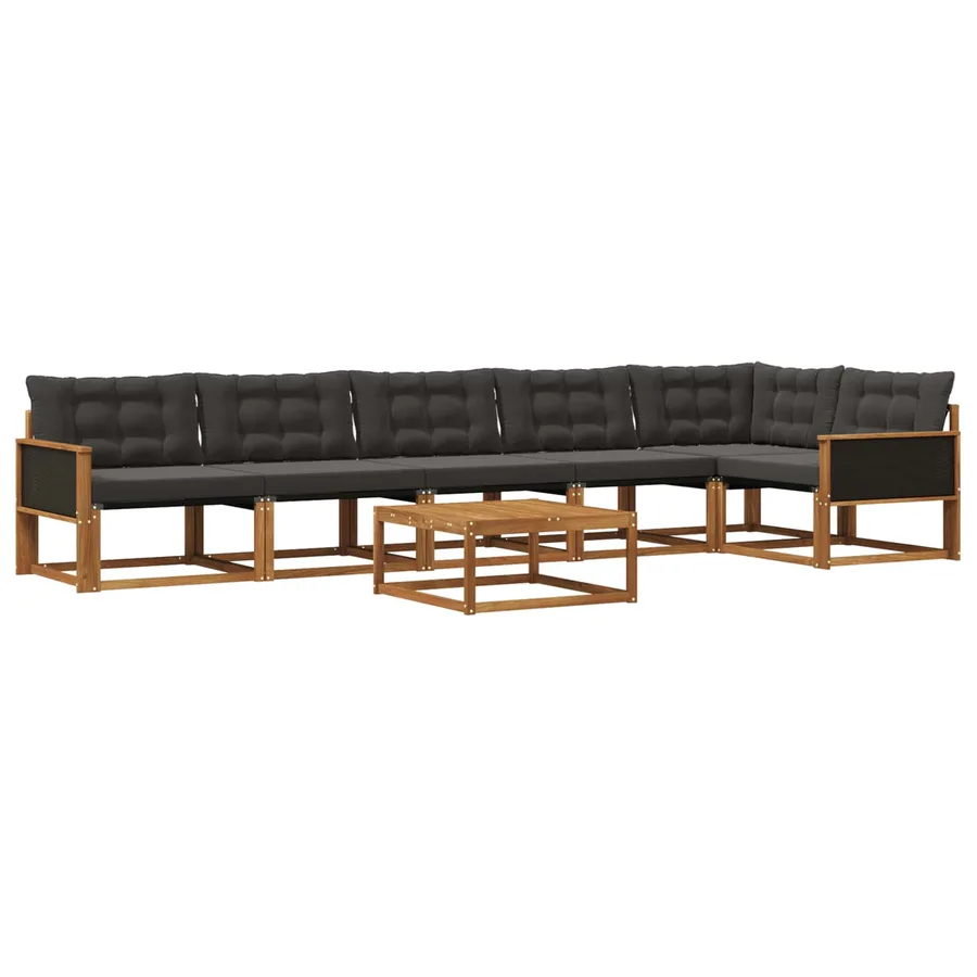 Ensemble de canapés d'extérieur 7 pcs Naturel et noir - 2