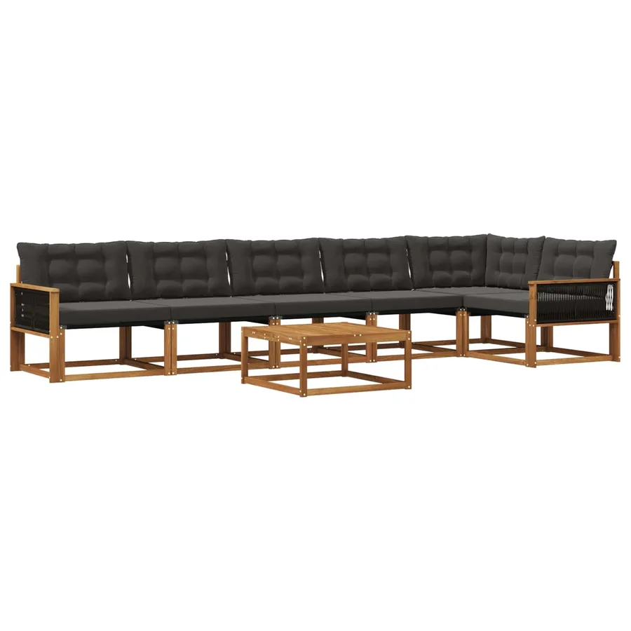 Ensemble de canapés d'extérieur 7 pcs Naturel et noir - 2