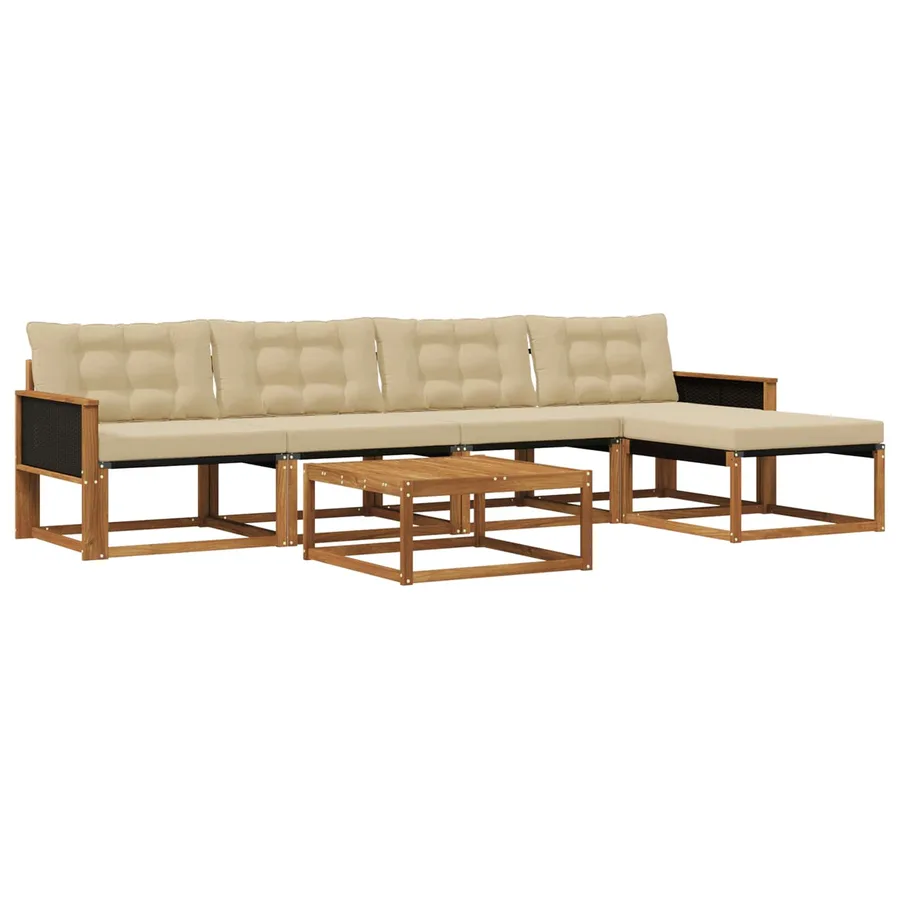 Ensemble de canapés d'extérieur 6 pcs Naturel et Beige - 2