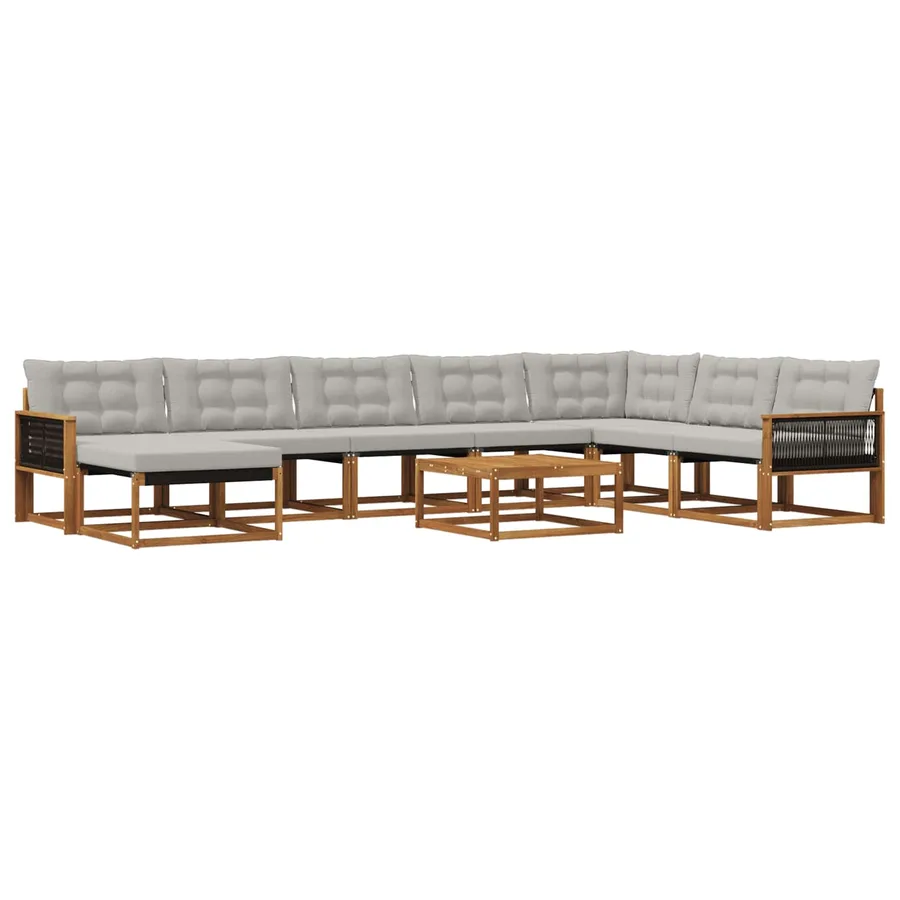Ensemble de canapés d'extérieur 9 pcs Naturel et gris clair - 2