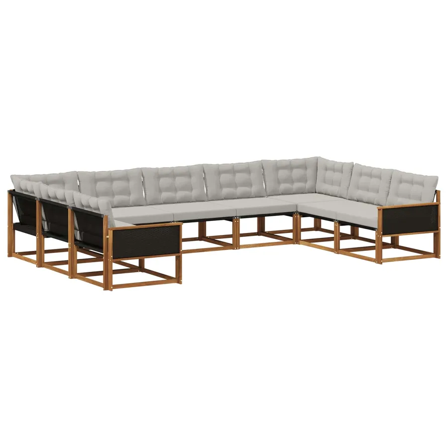 Ensemble de canapés d'extérieur 9 pcs Naturel et gris clair - 2