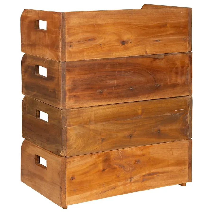 Casiers à bouteilles 4pcs de 16 bouteilles bois d'acajou massif - 7