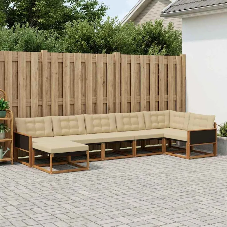 Ensemble de canapés d'extérieur 7 pcs Naturel et Beige