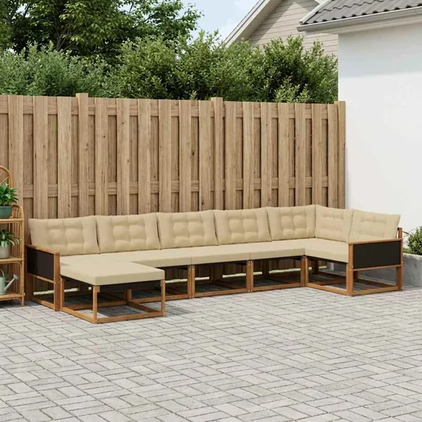 Ensemble de canapés d'extérieur 7 pcs Naturel et Beige