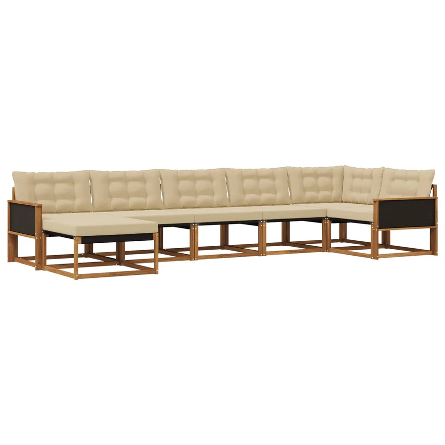 Ensemble de canapés d'extérieur 7 pcs Naturel et Beige - 2