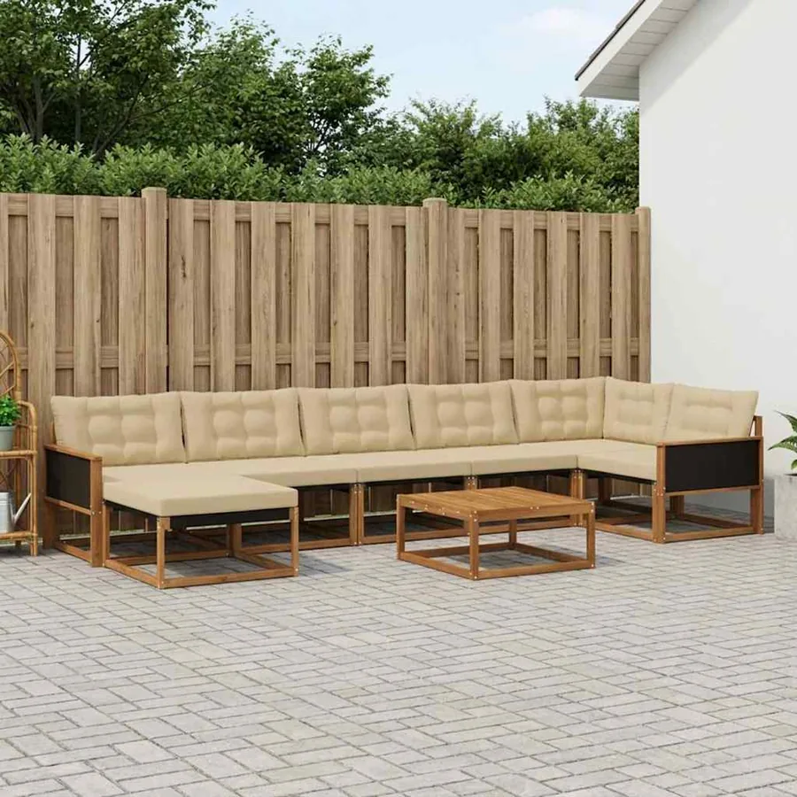 Ensemble de canapés d'extérieur 8 pcs Naturel et Beige